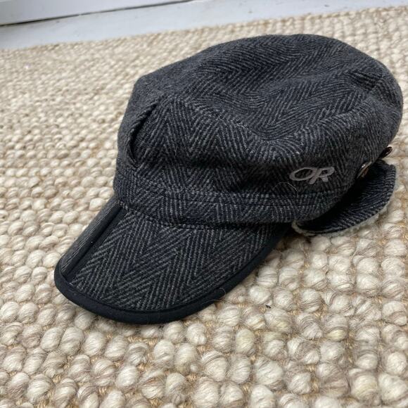 Outdoor Research Yukon Cap in Charcoal/Herringbone Wool Blend SZ Medium EUC - Picture 6 of 16